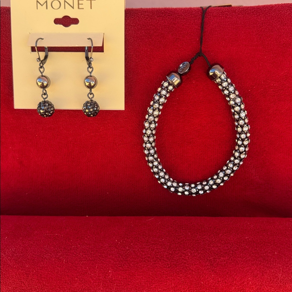 NEW Monet Black and Silver Earrings